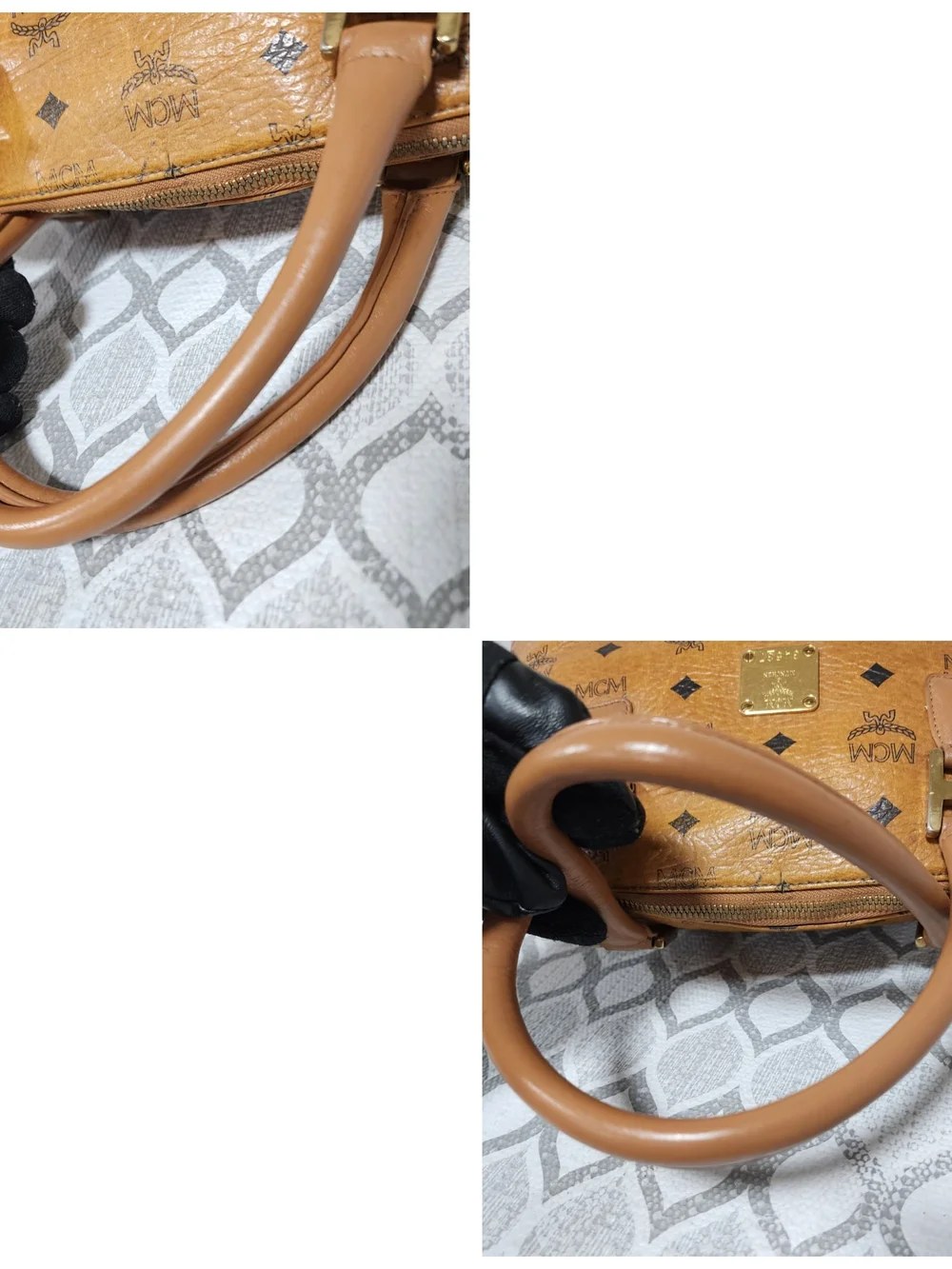 MCM Visetos Heritage Bowler Medium Shoulder Bag Brown